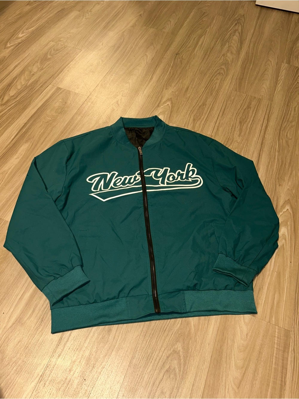 Teal Green Brooklyn 85 New York Bomber Varsity Jacket Sportswear Y2K L Brooklyn